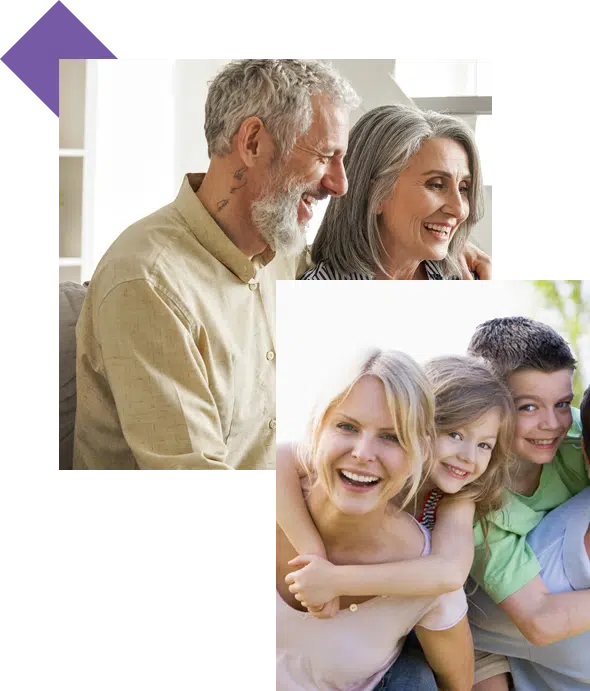 two elder people and young couple family photos